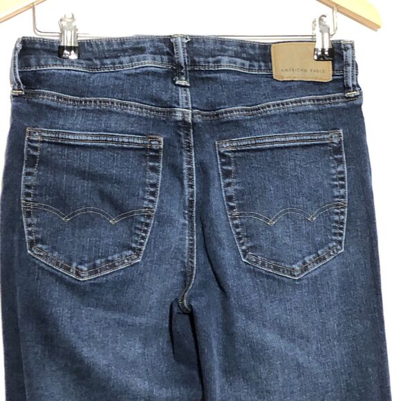 American Eagle Jeans Mens 30 30 Blue Original Bootcut Dark Wash Denim Airflex+ - Picture 7 of 12